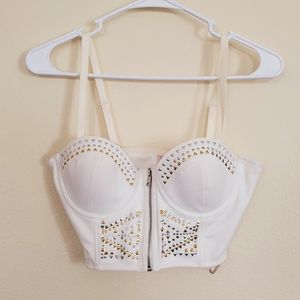 Forever 21 exclusive white studded crop top